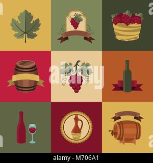 Set of objects, icons for wine and restaurants Stock Vector
