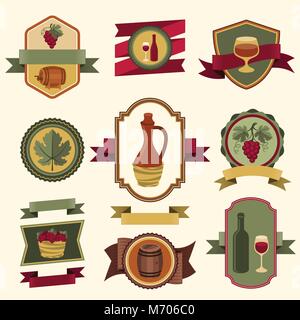 Set of wine labels, badges and elements Stock Vector