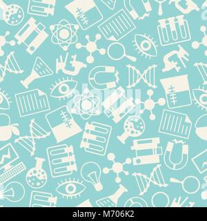 Science seamless pattern in flat design style Stock Vector