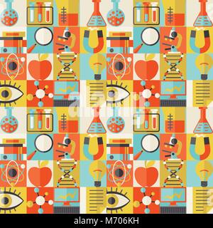 Science seamless pattern in flat design style Stock Vector