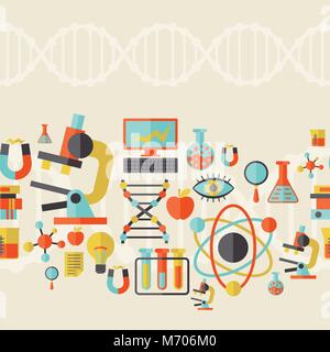 Science seamless pattern in flat design style Stock Vector