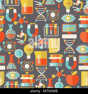 Science seamless pattern in flat design style Stock Vector