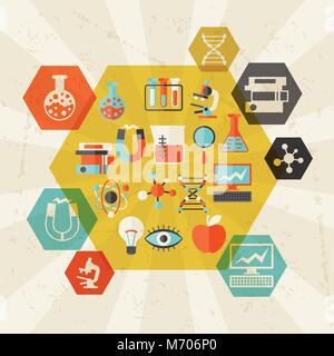 Science concept illustration in flat design style Stock Vector