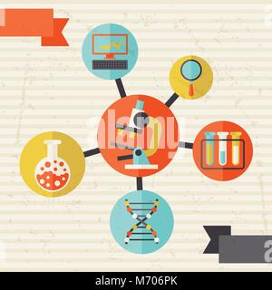 Science concept info graphic in flat design style Stock Vector