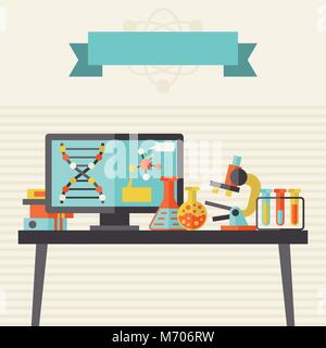 Science concept illustration in flat design style Stock Vector