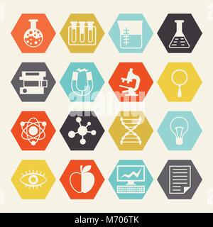Science icons in flat design style Stock Vector