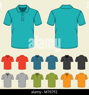 Set of templates colored polo shirts for men Stock Vector