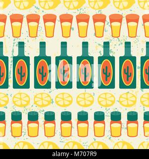 Mexican seamless pattern with tequila in native style Stock Vector