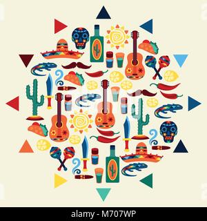 Ethnic mexican background design in native style Stock Vector