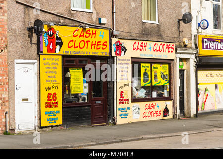 Cash4Clothes shop on Turnip Green Lane, Leyland, Lancashire. Cash4Clothes is a brand used by a disparate number of traders (independent and corporate) Stock Photo