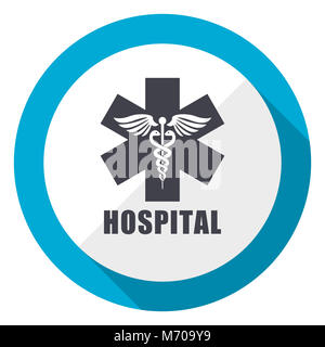 Hospital blue flat design web icon Stock Photo