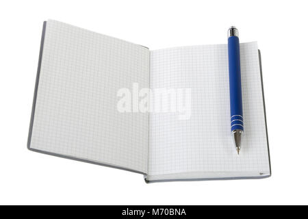 Notepad with pen isolated on white Stock Photo