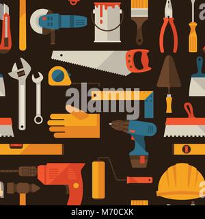 Seamless pattern with repair working tools icons Stock Vector