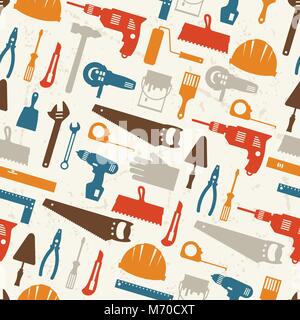 Seamless pattern with repair working tools icons Stock Vector