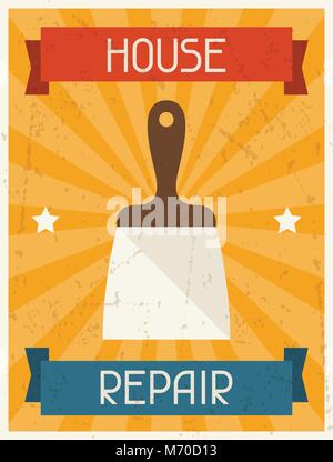 House repair. Retro poster in flat design style Stock Vector