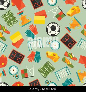 Sports seamless pattern with soccer (football) icons Stock Vector