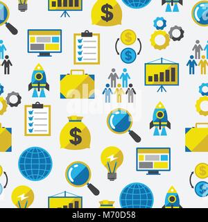 Start-up seamless pattern in flat design style Stock Vector