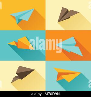 Set of paper planes in flat design style Stock Vector