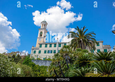 GENOA, (GENOVA), APRIL 28, 2017 - Villa Durazzo- Pallavicini and church, in Genoa Pegli, Italy Stock Photo