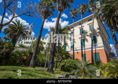 GENOA, (GENOVA), APRIL 28, 2017 - Villa Durazzo- Pallavicini and church, in Genoa Pegli, Italy Stock Photo