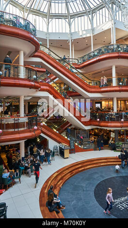 Interior of the Princess Square shopping centre in Glasgow, UK