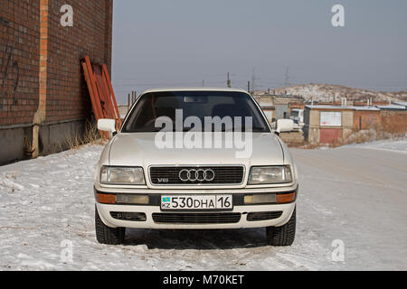 Kazakhstan, Ust-Kamenogorsk-February 17, 2018. Car Audi 80 B4. White car. Stock Photo