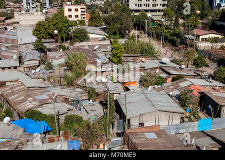 A Slum District Of Addis Ababa, Ethiopia Stock Photo