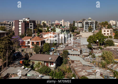 A Slum District Of Addis Ababa, Ethiopia Stock Photo