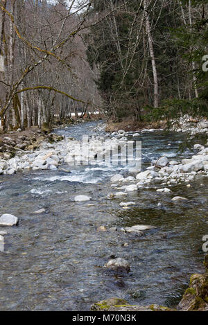 The Cold Waters of The River Dranse Flowing Through Morzine in The Haute Savoie French Alps France Stock Photo