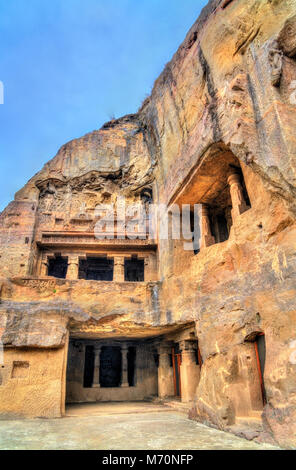 Vishvakarma Cave, a major Buddhist prayer hall at Ellora Caves. A UNESCO world heritage site in Maharashtra, India Stock Photo