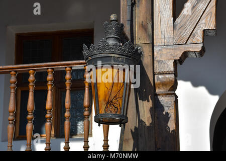 Old Lamp at Manuc's Inn (Hanul lui Manuc) Bucharest, Romania Stock Photo