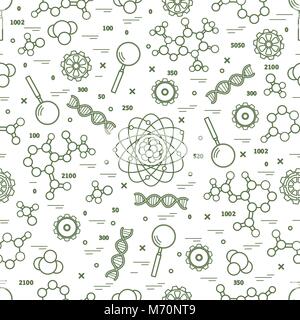 Seamless pattern with variety scientific, education elements. Design for banner, poster or print. Stock Vector