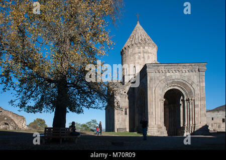 The Tatev Monastery is a 9th-century monastery located on a large basalt plateau near the Tatev village in Syunik Province in southeastern Armenia. Stock Photo