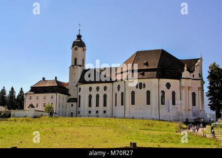 Pilgrimage Church of Wies - Wieskirche at Steingaden on the romantic road in Bavaria, Germany Stock Photo