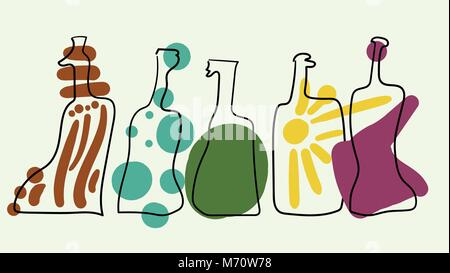Vector colorful bottles in abstract art style Stock Vector