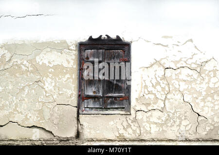 The texture of the plastered wall with old wood window in high resolution. Textures mapping for computer graphics Stock Photo