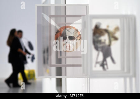 07 March 2018, Germany, Bonn: The work 'Höch mit Brille, 2012' by Jeronimo Voss seen during a pre-tour of the exhibition 'Deutschleind ist keine Insel' (lit. Germany is no island) at the Bundeskunsthalle Bonn. The exhibition shows works, which were acquired by an expert commission for the collection of the Federal Republic of Germany in the past five years. Photo: Henning Kaiser/dpa Stock Photo