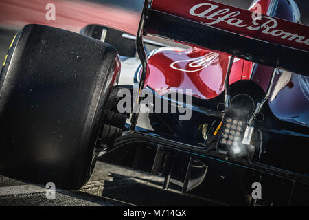 Barcelona, Spain. 7 March, 2018:  CHARLES LECLERC (MON) takes to the track in his Alfa Romeo Sauber C37 during day six of Formula One testing at Circuit de Catalunya Credit: Matthias Oesterle/Alamy Live News Stock Photo