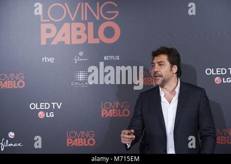 Madrid, Madrid, Spain. 7th Mar, 2018. Javier Bardem attends 'Loving Pablo' Premiere at Callao Cinema on March 7, 2018 in Madrid, Spain Credit: Jack Abuin/ZUMA Wire/Alamy Live News Stock Photo