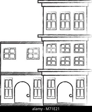 sketch of Street with houses over white background, vector illustration ...