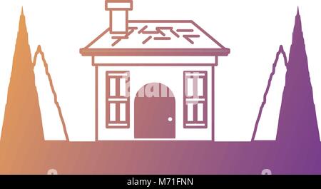 House with trees around over white background, vector illustration ...