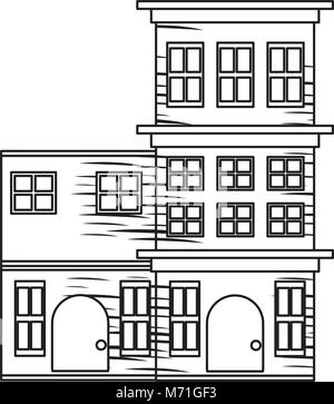 sketch of Street with houses over white background, vector illustration ...