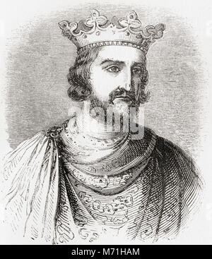 Henry III, 1207 – 1272, aka Henry of Winchester.  King of England, Lord of Ireland, and Duke of Aquitaine.  From Old England: A Pictorial Museum, published 1847.