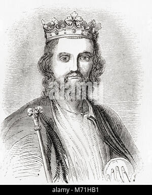 Edward II, 1284 – 1327, aka Edward of Caernarfon.  King of England.  From Old England: A Pictorial Museum, published 1847. Stock Photo