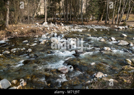 The Cold Waters of The River Dranse Flowing Through Morzine in The Haute Savoie French Alps France Stock Photo