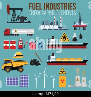 A vector illustration of Oil and Fuel Industry Infographics Elements Stock Vector