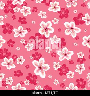 A vector illustration of Cherry Blossoms Wallpaper Seamless Pattern Background Stock Vector