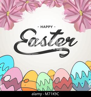 Happy Easter lettering greeting text vector illustration. Happy easter image. Stock Vector
