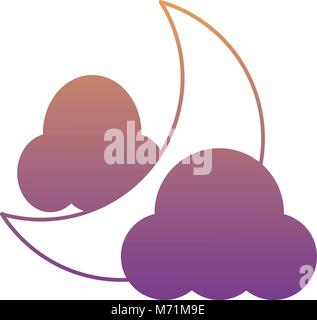 Clouds and moon icon over white background, colorful design. vector illustration Stock Vector