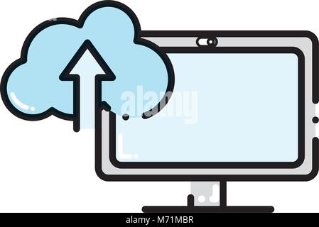 dashed line cloud data connection downloading server vector ...